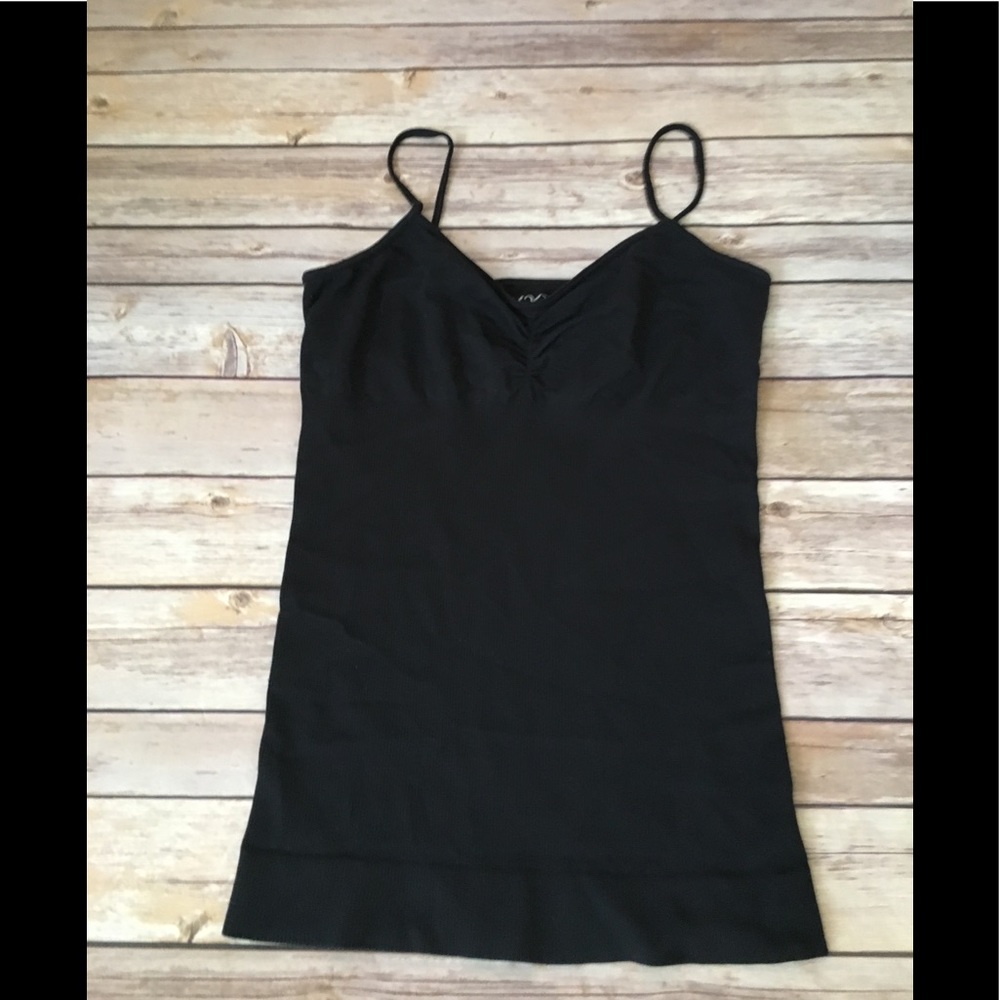 Black Ribbed Ruched Front Cami - Picture 2 of 5